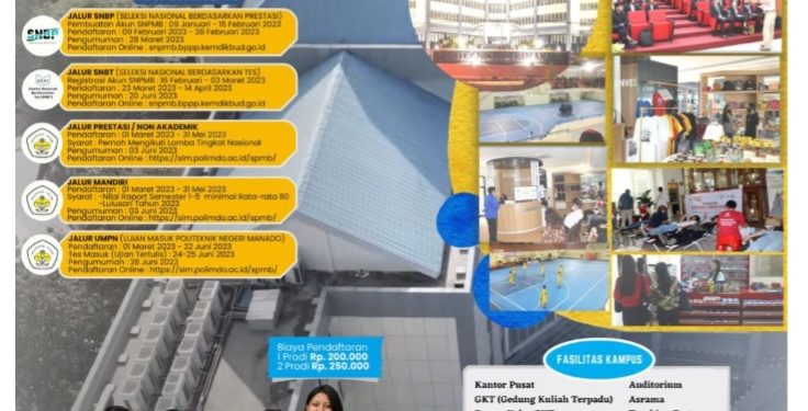 Penerimaan Mahasiswa Gelombang 3 Kusus Prodi Politeknik Negeri Manado 2023