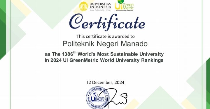Polimdo Raih Penghargaan dari Universitas Indonesia Sebagai Perguruan Tinggi Paling Berkelanjutan ke-1386 di Dunia