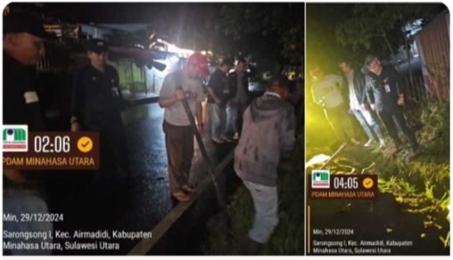 Adooo! Dugaan Adanya Sabotase, PDAM Minut Berjuang Perbaiki Layanan Air Bersih di Malam Natal dan Tahun Baru